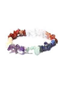 Pulsera Elástica De Piedras Preciosas De Cristal Hecha A Mano, Que Incluye 7 Cuentas De Chakra, Excelente Regalo Para El Día De San Valentín Y Navidad