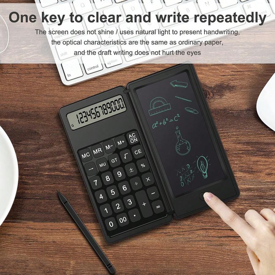 Foldable Calculator & 6 Inch LCD Writing Tablet Digital Drawing Pad 12