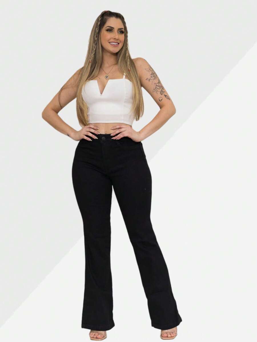 Women Jeans - 黑色 - 查看 1