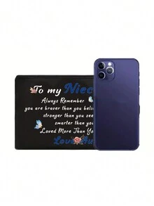 Letter Graphic Makeup Bag,Fashionable Words Print Cosmetic Bag, Lightweight Makeup Organizer, Travel Toiletry Wash Zipper Bag,Gift For Niece Girl, Cosmetic Bag - You Are Braver Than You Think Love Auntie Makeup Organizer Zipper Pouch Gift For Girl Niece Teens Graduation Gift, Birthday Present Ideal Brides Maid Gifts - Black - View 5