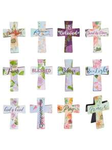 JUVALE 24 Pack Of Christian Magnetic Bookmarks, Floral Cross Bookmarks,  Magnet Book Page Markers For Daily Motivation, Inspiration, Encouragement (12 Designs) - Multicolor - View 2
