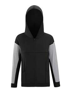 1 Miếng Khối màu Dây kéo áo có mũ Áo nỉ thể thao - Màu Xám nhạt - Xem 5