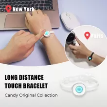 Totwoo Candy Collection-Long Distance Touch Single Bracelet-Colorful Band Bracelet, Vibration & Light Up For Love Couples Bracelet | Long Distance Relationship Gifts For Girlfriend Bluetooth Pairing Jewelry- Stay Connected Anytime, Anywhere - 白色 - 查看 1