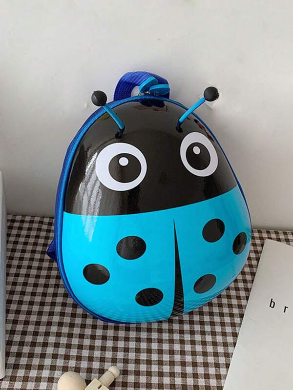 Mochila De Casca De Ovo De Desenho Animado Bonito Com Fecho De Zíper De Nylon Com Design De Besouro De Uma Peça Para Meninos E Meninas, Adequada Para Uso Diário Em Jardins De Infância E Férias