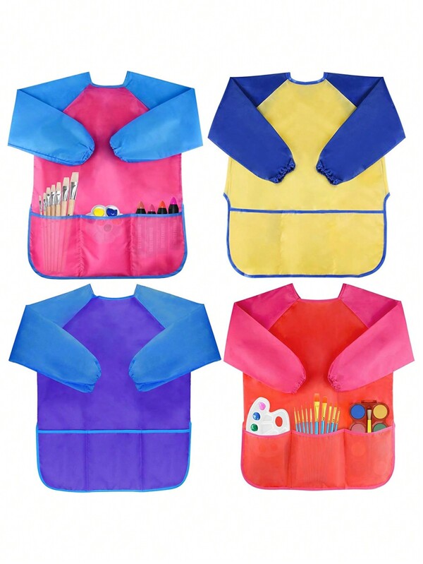 4 Pack Kids Art Smocks Waterproof Kids Painting Aprons Toddler Art