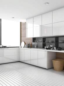 1 卷自黏白色閃光接觸紙和可拆卸白色壁紙,適用於女孩房間、梳妝台、廚房檯面、櫥櫃罩 - 白色 - 查看 6