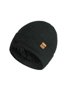 1套針織圍巾帽子手套套裝,男女冬季保暖保熱頸暖帽子和手套,適用於戶外活動 - 黑色 - 查看 3