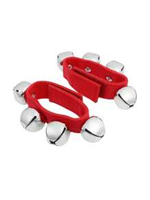 2 件裝手鈴手腕和腳踝鈴,布質音樂鼓舞腕帶(紅.綠.粉紅.黃) - 紅色 - 查看 1