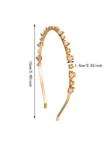 1pc Gold Color Alloy Hair Hoop With Simple Pearl Decoration, Elegant Hair Accessories - Gold - View 2