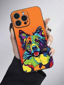 1入組可愛狗狗設計黑色tpu殼,具有啞光紋理和全面防塵、防水能力,適用於iphone7/8/11/12/13/14/15/x/xr/xs/plus/pro/pro Max/se2/mini系列手機 - 彩色 - 查看 6