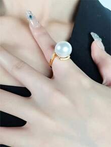 豪華優雅時尚12mm天然深海珍珠母貝戒指 - 白色 - 查看 7