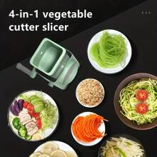 3-in-1 Rotary Cheese Grater With 6 Interchangeable Stainless Steel Blades - Manual Mandoline Slicer For Cheese, Vegetables, Nuts, And Potatoes - Strong Suction Base And Easy Grip Handle - Green - View 7