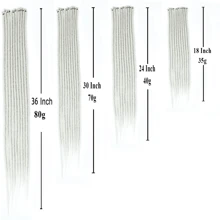 DZfirst 1/4 Pack (10/40 Strands) Fine 0.6cm Handmade Hip Hop Style Dreadlock Extensions, Light Gray, 18-36 Inches, Heat Resistant Synthetic Hair, Pre-Stretched Extensions, Braiding Hair - Light Grey - View 9