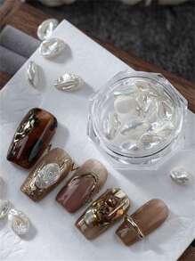 Nageldekoration Barock Kunstperlen Nagelzubehör mit 10 asymmetrisch geformten Perlen DIY Nagelcharms Nagelsteine Nagelzubehör