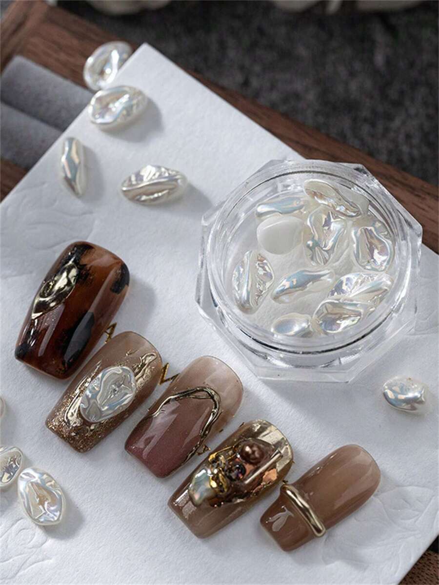 Nageldekoration Barock Kunstperlen Nagelzubehör mit 10 asymmetrisch geformten Perlen DIY Nagelcharms Nagelsteine Nagelzubehör