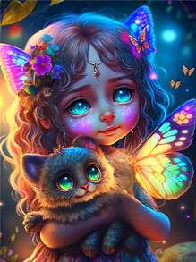 5d亮面塑膠圓鑽石精靈系列畫套裝,全鑽臨場diy工藝套裝,適用於家居裝飾和禮品贈送 - 美麗的精靈系列12 - 查看 1