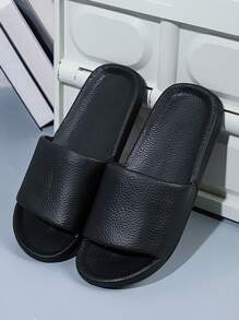 時尚簡約的黑色輕便男士室內/室外拖鞋,適合海灘和游泳,新品上市 - 黑色 - 查看 6