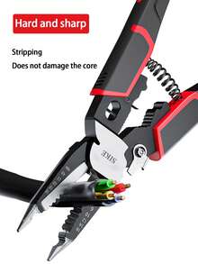 1支多功能9合1電線剝皮鉗,配備尖鼻子,快速剝皮和壓接端子,剪斷鐵絲,可用於機械設備維修、汽車維修、家居裝修、電路維修,也被稱為線剪、電纜剪、剝線器、電工鉗 - 紅色 - 查看 5
