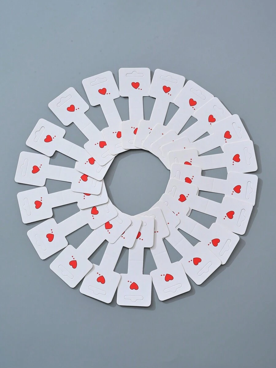 5/100pcs Paper Heart-Shaped Cardboard Foldable Jewelry Organizer & Packaging For Bracelets, Necklaces Display - LOVE card - View 1