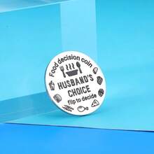 1 Miếng Chồng và vợ Tính hai mặt Thép không gỉ Móc chìa khóa Món ăn Huy hiệu tiền xu) Giáng sinh Qủa tặng Còn hàng Bàn Trang trí Đối với Chồng Cặp đôi - Bạc - Xem 4