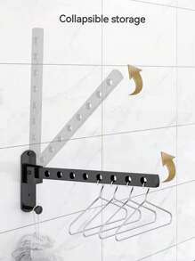 1 Miếng Thép không gỉ Đa chức năng Gấp lại Treo tường Giá phơi Đối với Ban công , Phòng ngủ , Phòng tắm - màu đen - Xem 3