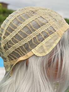 1 Gradient blend gray synthetic wig Body wave long curly hair middle part no fringe wig cosplay - Grey - View 5