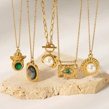 New Arrival Classic Freshwater Pearl Necklace With O-Shaped Link Chain, Anti-Fade Titanium Steel Neck Chain For Work Or Daily Wear - HF-X2290 - View 1