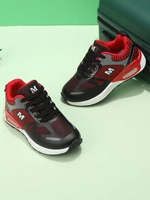 Children's Unisex Low Top Casual Sneakers With Strap, Flat Sole, Comfortable & Breathable For Walking, School, Tennis, Running - Red - View 2