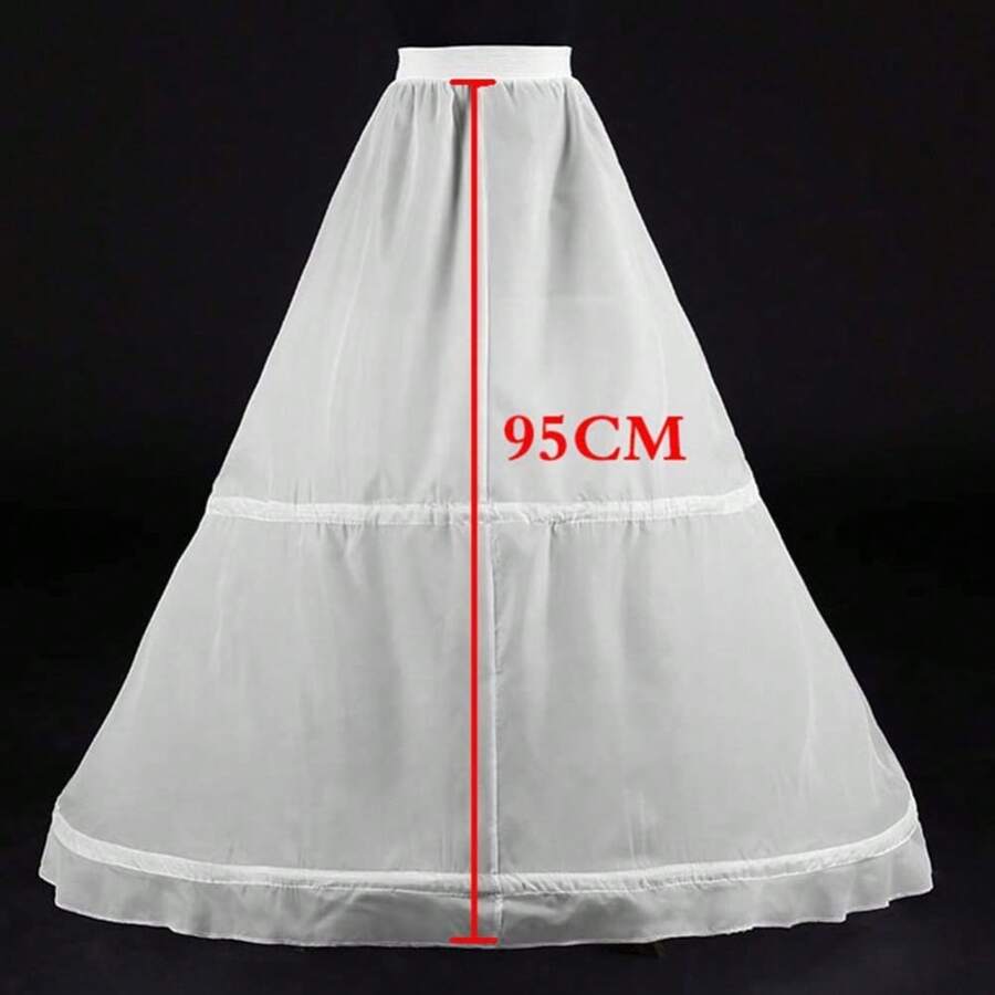Women's 2 Hoops Bridal Crinoline White Petticoat Half Slip Underskirt Wedding Dress Bride