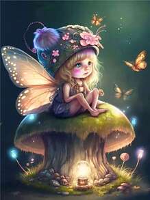 5d Acrylic Round Diamond Painting Kit, Beautiful Elf Series, Full-Drill, Diy Home Decor Handmade Gift - Beautiful Elf Series 8 - View 1