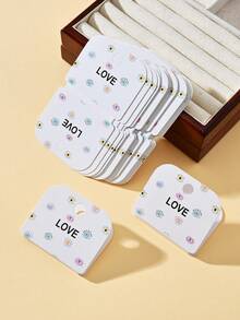 5/100pcs Paper Heart-Shaped Cardboard Foldable Jewelry Organizer & Packaging For Bracelets, Necklaces Display - LOVE card - View 5