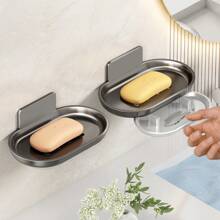 1個升級版肥皂盒肥皂架,掛壁式浴室肥皂盤不需鑽孔安裝 - 灰色 - 查看 3