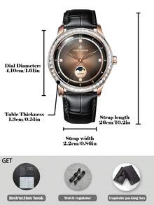 LOUIEJUELEN Black Watch Men'S Waterproof Casual Leather Watch - Black - View 2