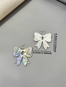1pair Fashionable Laser Cut Acrylic Bowknot Design Dangle Earrings, Suitable For Women's Art Festivals, Performances, And Everyday Wear - Bow Tie - View 3