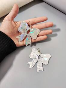 1pair Fashionable Laser Cut Acrylic Bowknot Design Dangle Earrings, Suitable For Women's Art Festivals, Performances, And Everyday Wear - Bow Tie - View 7
