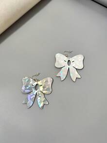 1pair Fashionable Laser Cut Acrylic Bowknot Design Dangle Earrings, Suitable For Women's Art Festivals, Performances, And Everyday Wear - Bow Tie - View 6