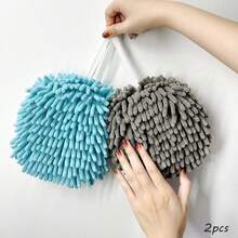 2入組浴室廚房掛式毛巾,柔軟吸水不掉毛,實用家庭快乾海綿球,廚房掛式毛巾,浴室毛巾,廚房清潔工具,清潔用品