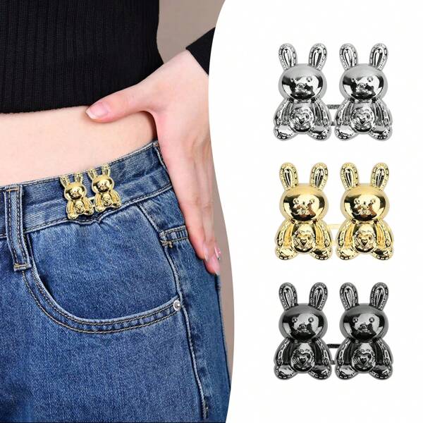 9 Pairs Rabbit Jean Buttons Pins, No Sewing Pant Waist Tightener