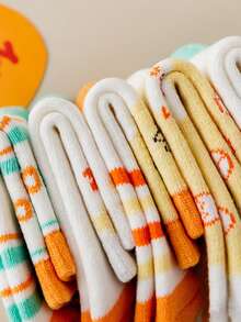 5 cặp/bộ Trẻ em Dày lên Mùa Đông Phim hoạt hình dễ thương Thiết kế gà Khăn tắm Vớ , Ấm áp Và Thân thiện - Nhiều màu - Xem 2