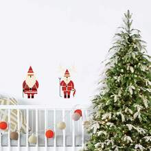 2 件裝聖誕老人和馴鹿聖誕牆貼,自黏窗戶裝飾,營造節日氣氛