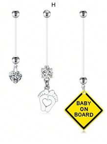 CIZME 3pcs/Set 14G 25mm 32mm 38mm Elastic Bioplastic Navel Rings, Suitable For Sports & Pregnancy, Body Piercing Kit - Multicolor - View 12