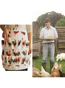 1件無肩帶蛋收集口袋圍裙,防水防污廚房、花園、農場工作圍裙 - 彩色 - 查看 8