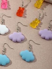 12 cái/bộ Trẻ em Đầy màu sắc Gấu & Hình đám Mây Hoa tai - Nhiều màu - Xem 4