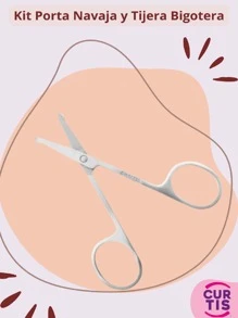 Kit 2 Porta Navaja Curtis Afeitar Barberia y Tijera para Bigote Punta redonda - Gris Claro - Ver 3