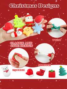 Christmas Delight: 24 PCS Christmas Squishies Mochi Squishy Toys for Christmas Stocking Stuffers Party Favor Goodie Bag Filler Bulk - Perfect Stocking Stuffers and Party Favors! Christmas Mochi Squishy Toys-Ideal Christmas Birthday Gifts,  Christmas Party Prizes - Multicolor - View 2