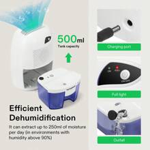 VIVOSUN Portable Dehumidifier, Mini Ultra-Quiet 225 Sq. Ft. Dehumidifier With 500ML Water Tank, Indicator Light And Auto Shut-Off Function For Home, Bedroom, Closet, Basement, Kitchen