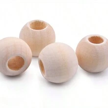 100pcs 12mm Large Hole Natural Wood Beads For Bag Charms Christmas Garlands Photo Clips DIY Craft Home Decor Easy Stringing Supplies ,Unfinished Wooden Bead Assortment With Extra Wide Holes Perfect For Keychains Gift Tags Wall Hangings And Holiday Ornaments Bulk Crafting Materials - Beige - View 5