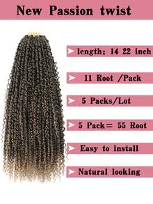 5包55根熱情捲髮,毛網預結、預旋轉,熱情捲髮纏髮、波西米亞纏髮