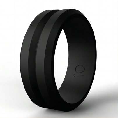 1pc Men's V-shape Groove Slant Cut Silicone Ring, Outdoor Sports Couple Finger Ring Accessories