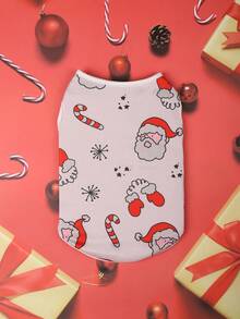 新款聖誕節狗狗卡通網眼背心,舒適柔軟,適用於四季,1件